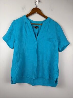 J. Crew blue gauze notch neck top size medium